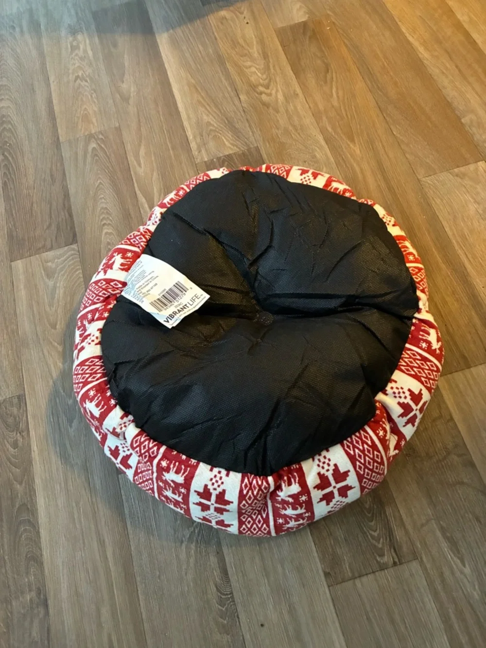 Vibrant Life Festive Red & Cream Round Pet Cushion